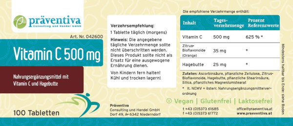 Vitamin C 500mg m. Hagebutte